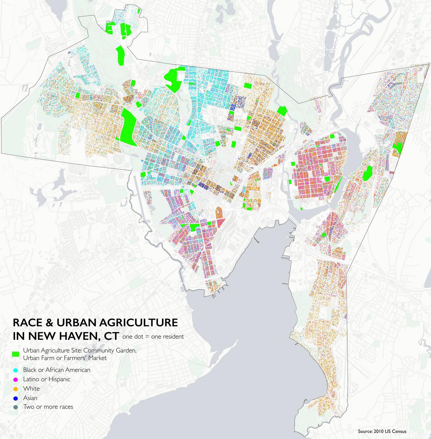 Map of New Haven Parks 0.5 Mile Buffer Area and Census Block Group Tracts